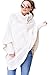 WozWoz Clothing Women's Polo Neck Knit Poncho Cape + Arm Warmer Fingerless Gloves (Cream White)