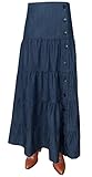 BabyO Women's Long Ankle Length Tiered Denim Prairie Skirt