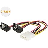 Molex to SATA, CableCreation [2-PACK] 6-Inch Molex 4 Pin to 2 x SATA 15 Pin Down Angle Female Power Cable