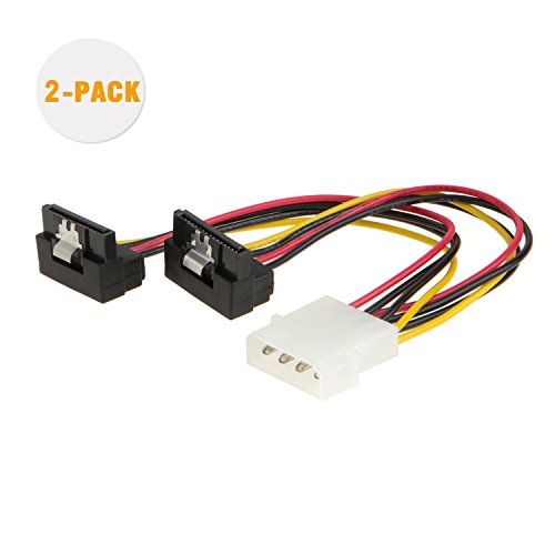 Molex to SATA, CableCreation [2-PACK] 6-Inch Molex 4 Pin to 2 x SATA 15 Pin Down Angle Female Power Cable
