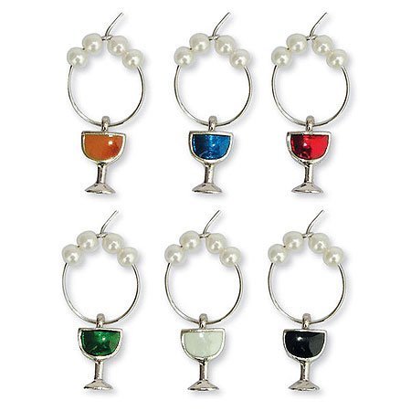 Colored Wine Glass My Glass Charms - Set of 6