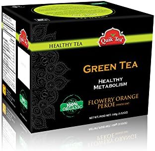 QuikTea Organic Green Loose Leaf Tea - Single Box 100g - All Natural Organic Loose Leaf CTC Tea from Assam and Darjeeling