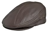 Genuine Leather IVY Flat Cap, Made in The USA (Large/X-Large, Brown)