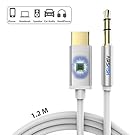 Pixel 2 Usb C to 3.5mm Audio Aux Adapter, AirsFish Type C to 3.5mm Male Stereo Converter Cable, Hi-Fi/DAC Chip Headphone Cord for Pixel 2XL, Moto Z2, Samsung S8/N8, Nexus. 1.2m (Silver)