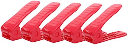 Adjustable Shoe Rack Organizer Net ventilated Design Save half Space for Your Shoe Racks, 5 pcs RED