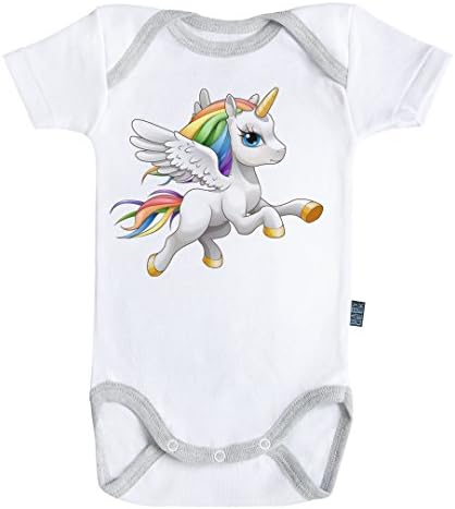 Rainbow unicorn bodysuit / onesie short sleeves - 100% cotton - Baby Geek (6-12M)