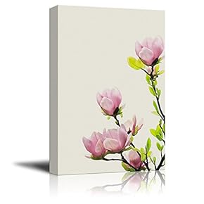 Canvas Wall Art - Pink Blooming Flowers on The Branch - Giclee Print Gallery Wrap Modern Home Art Ready to Hang - 12x18 inches