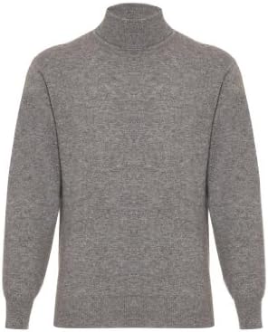 Mens pure cashmere polo neck Sweater, Grey, XX-Large