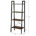 Yaheetech Industrial Storage Ladder Shelf, 4 Tier Bookshelf Rack Shelves, Multifunctional Plant Flower Display Stand, Easy Assembly, Wood Look Accent Home Office Furniture, Rustic Brown