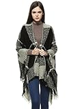 Women's Knitted Cardigan Plaid Scarf Shawl Poncho Cape Sweater Coat