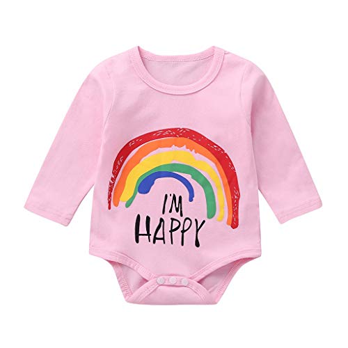 image for Pongfunsy Toddler Baby Kid Girls Boys Rainbows Letter Print Romper Bod