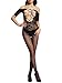 Amoretu Womens Strapless Lingerie Fishnet Bodysuits Crotchless Bodystocking Black