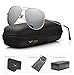 LUENX Aviator Sunglasses for Mens Womens Polarized Silver Mirrored Lens Metal Frame with case UV 400 Protection Driving 60mm