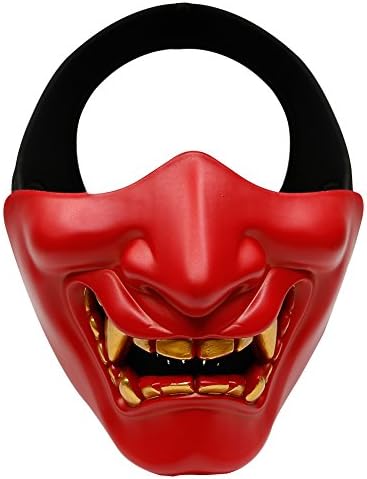 Half Face Mask - IronMount Halloween Masks for Christmas, Cosplay, Costume Party, Hunting, Shooting, CS Game (Red)