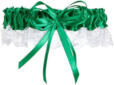 3 St. Patrick's Day Lace Trim Stain Garter with Bow Kelly Green Bartender Arm Band