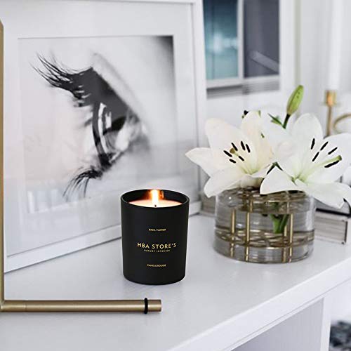 Scented Candles Soy Candle, Anxiety Reducer Basil Flowers, Aromatherapy Organic Massage Candles, Clean Long Burning, Hand Poured Natural Soy Wax, Strong Fragrance For Home Decoration
