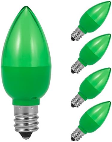 JandCase LED C7 Light Bulbs, 0.5W, Green, E12 Candelabra Base, 4 Pack
