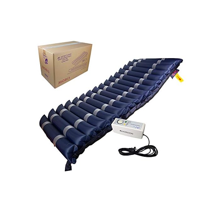 Mobiclinic, Mobi 3, Colchón antiescaras de aire alternante, con motor compresor, TPU Nylon, 200 x 90 x 12.8, 17 celdas, color Azul