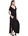 Verdusa Women's Short Sleeve V Neck Side Pockets Split Hem Loose Long Maxi Dress Black S