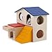 BWOGUE Pet Small Animal Hideout Hamster House Deluxe Two Layers Wooden Hut Play Toys Chews
