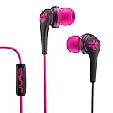 JLab Audio Core Hi-Fi Noise Isolating earbuds with Mic and Cush Fin Technology, Guaranteed Perfect Fit, GUARANTEED FOR LIFE - Pink/Black