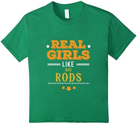 Kids Real Girls Like Big Rods Fishing T-Shirt 8 Kelly Green