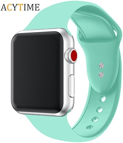 For Apple Watch Band, ACYTIME Durable Soft Silicone Replacement iWatch Band Sport Style Wrist Strap for Apple Watch Band 42mm Series 3 Series 2 Series 1 Sport, Edition (Mint Green, 42mm S/M)
