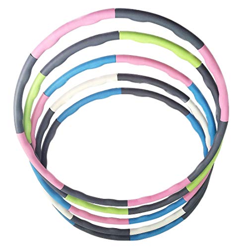 Lightweight Fitness Hula Hoop 95cm Massage Loops Detachable Ring Tube Circle for Waist Slimming Body Building Equipment - Pink & Gray