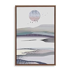Framed Canvas Home Artwork Decoration Natural Landscape Silver Moon Canvas Wall Art for Living Room, Bedroom - 16x24 inches