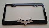 Batman Chrome 3D logo on Black Metal License Frame with screw caps included