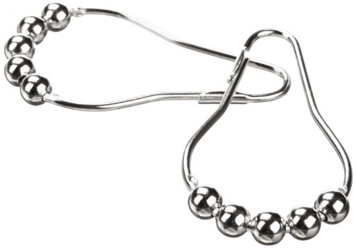 Heavy Duty Roller Shower Curtain Rings, Clipperton RollerRings, Set of 12, Roller Shower Curtain Hooks in Chrome