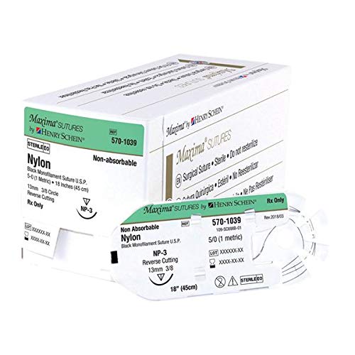 Maxima Sutures Sterile 4-0 Nylon NFS-2 Black 1 x 18 Inch - Box of 12