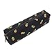 Pineapple Pencil Case Zipper Canvas Pen Pouch Bag for Women Men Girls Boys Kids Teens (Black)