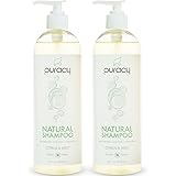 Puracy Natural Daily Shampoo [2-Pack], All Hair Types, Sulfate-Free, Non-Toxic, Citrus &amp; Mint, 16 Ounce Pump Bottle [Set of 2]