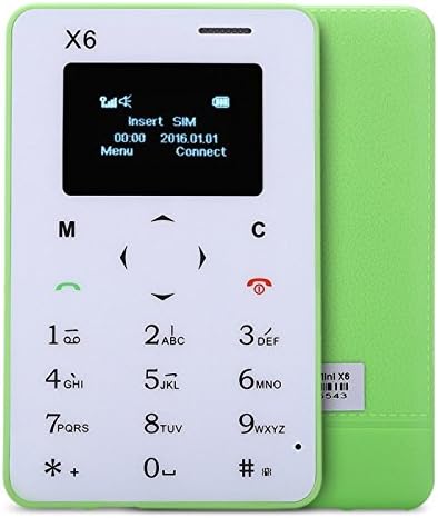 Generic AIEK X6 Card Mobile Phone, Network: 2G, 4.8mm Ultra Thin Pocket Mini Slim Card Phone, 1.0 inch LED Display, QWERTY Keyboard, FM, Calendar, Calculator, Alarm, Size: 85 x 52 x 4.8 mm(Green)
