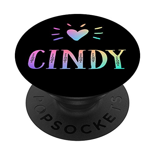 Cindy Gift Heart Rainbow Watercolor Love Name Cindy PopSockets Grip and Stand f…