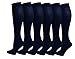 Differenttouch 6 Pairs Women's Opaque Spandex Trouser Knee High Socks Queen Size 10-13 (Navy)