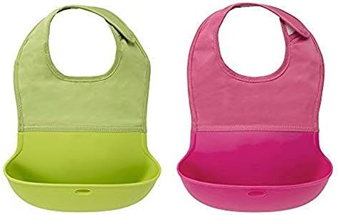 Baby Waterproof Bib with Crumb Catcher Pocket， Comfortable Soft Adjustable Snaps Feeding Bibs for Infants and Toddlers