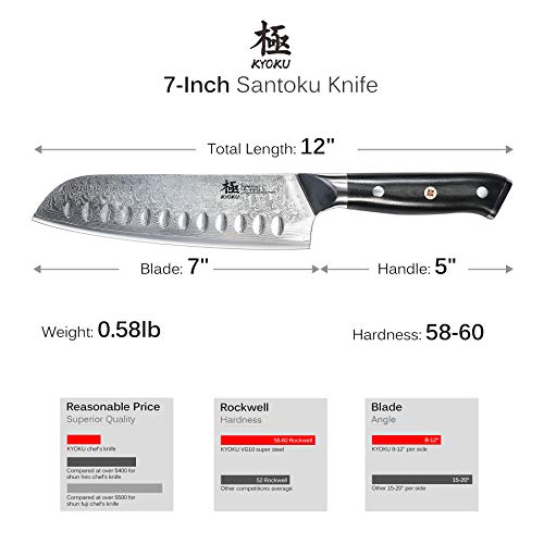 KYOKU Santoku Knife 7" Shogun Series Japanese VG10 Steel Core