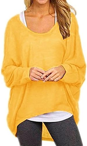Guandiif Women's Baggy Tops Batwing Sleeve Loose Pullover Oversized Casual Tunics T-Shirt Knits for Women Yellow 3XL
