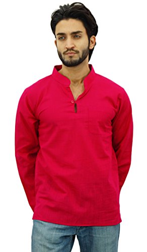 Atasi Men's Band Collar Short Kurta Cotton Casual Shirt