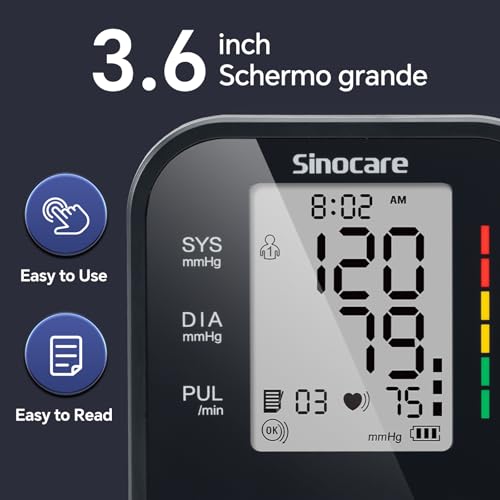 Blood Pressure Monitor, sinocare Upper Arm BPM with Large Cuff 22-42cm, Blood Pressure Monitors for Home Use，One-Button Operation, Dual User, Accurate & Practical