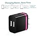 OKRAY 3 Pack iPhone Wall Charger 2A 5V Dual Port USB Wall Travel Charger Adapter for iPhone, iPad, Samsung Galaxy, HTC, Nexus, Moto, Blackberry, Bluetooth & Power Bank (Blue Hot Pink Rose Gold)
