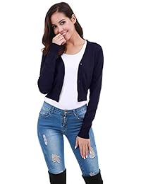 FISOUL - Sudadera de manga larga con cuello en V para mujer