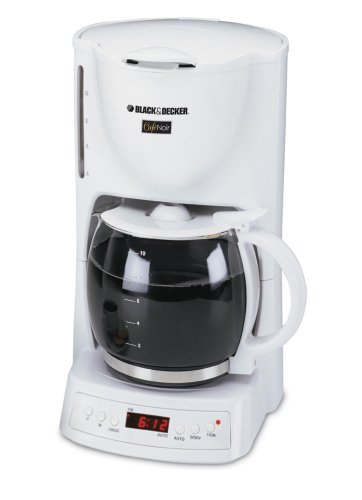 Black & Decker DCM1400 Cafe Noir 10-Cup Programmable Coffeemaker, White