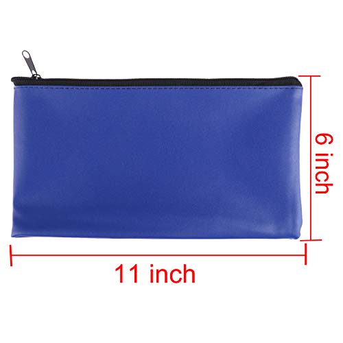 Tongnian 12 Pieces Bank Bag Money Pouch Security Bank Deposit Bag with Zipper for Cash Money, Check Wallet, Cosmetics, Tools 11x6 inch (Black +Blue) (Blue)