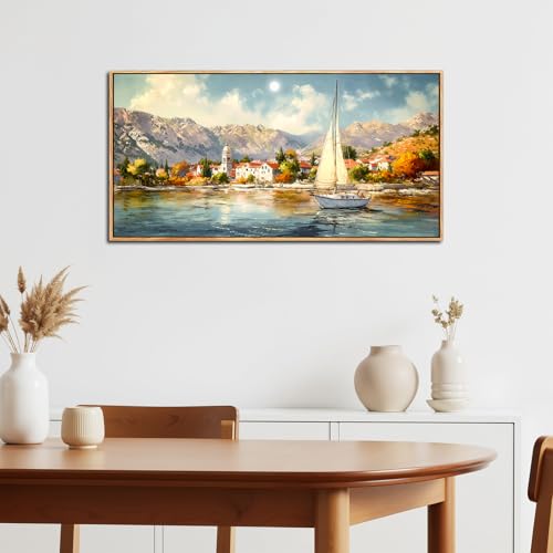 SERIMINO Modern Living Room Decoration Paintings, Large Frames for Decorative Canvas, Decorative Art Landscapes, Sailboat Paintings, Hallways Room, Bedrooms, Dining Room 50 x 100 cm