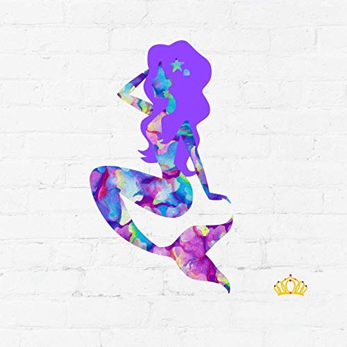 image for Dash of Flair Purple Watercolor Mermaid Decal Sticker | Beach Vinyl De