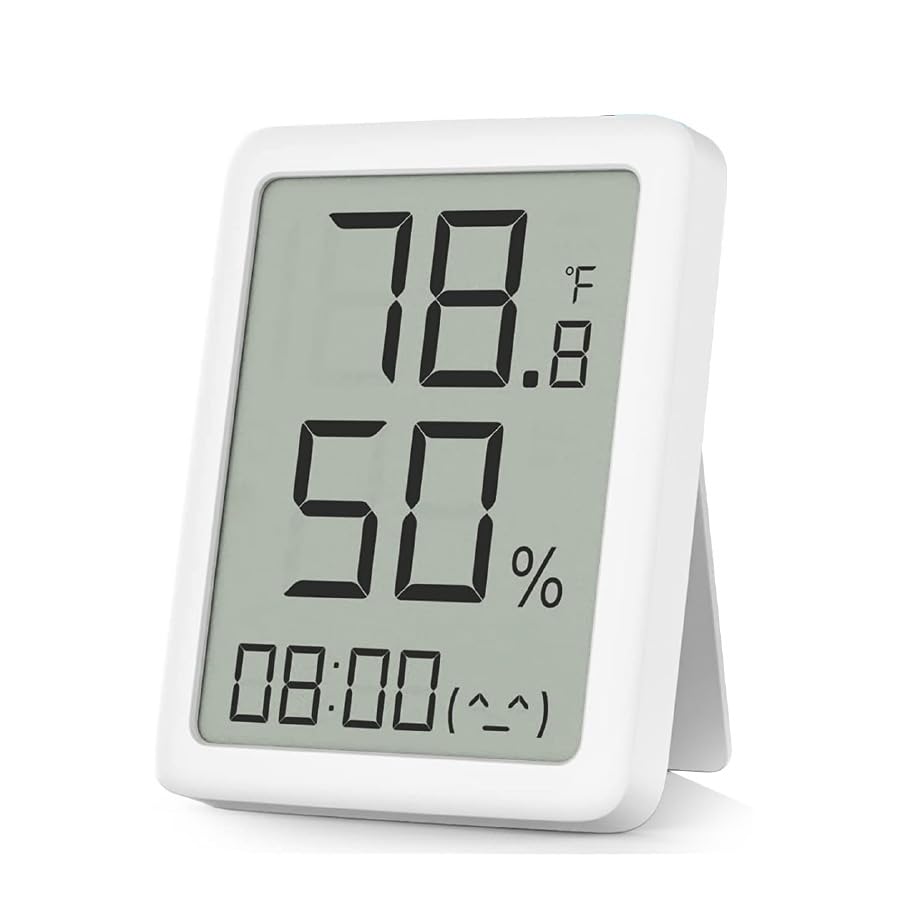 Thermo-Hygrometer for Home | 3.5 '' Large LCD Screen Indoor Thermometer | High Acurracy Temperature and Humidity Sensor | Warranty, White (MHO-C602 non-Bluetooth)