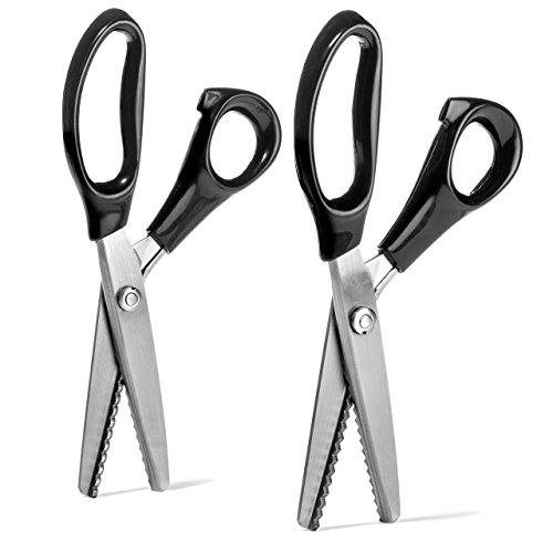 Pinking Shears, Variety Pack 2 Pairs, Serrated and Scalloped, Best Stainless Steel Professional Blades, Sewing Scissors, Craft Scissors, Dressmaking, 2-Pack, 2-Piece Set